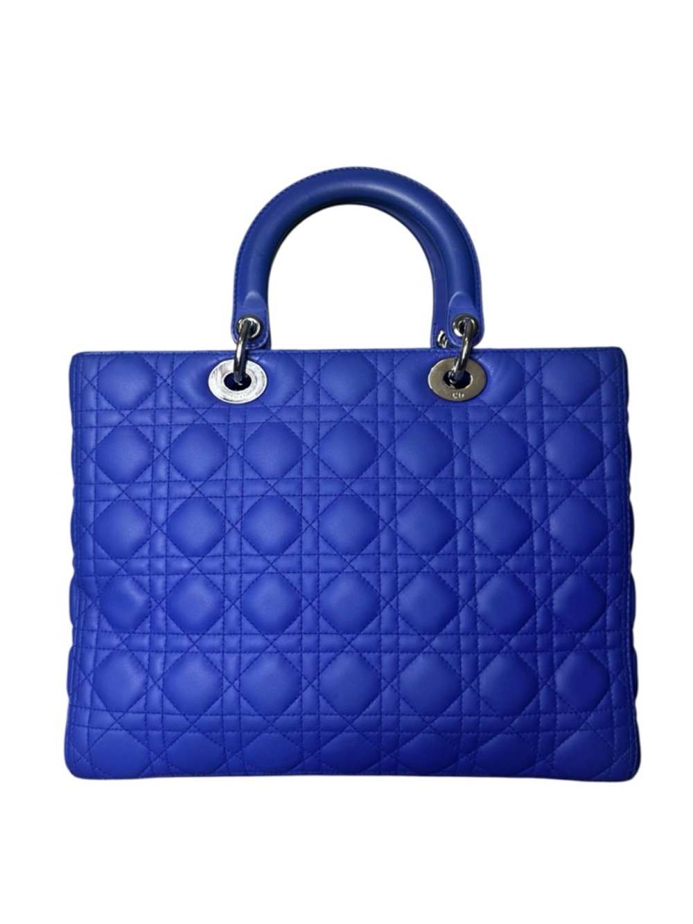 18-26 Preloved Christian Dior’s Lady Dior Cobalt Blue Lambskin Leather, Large - Picture 4 of 13